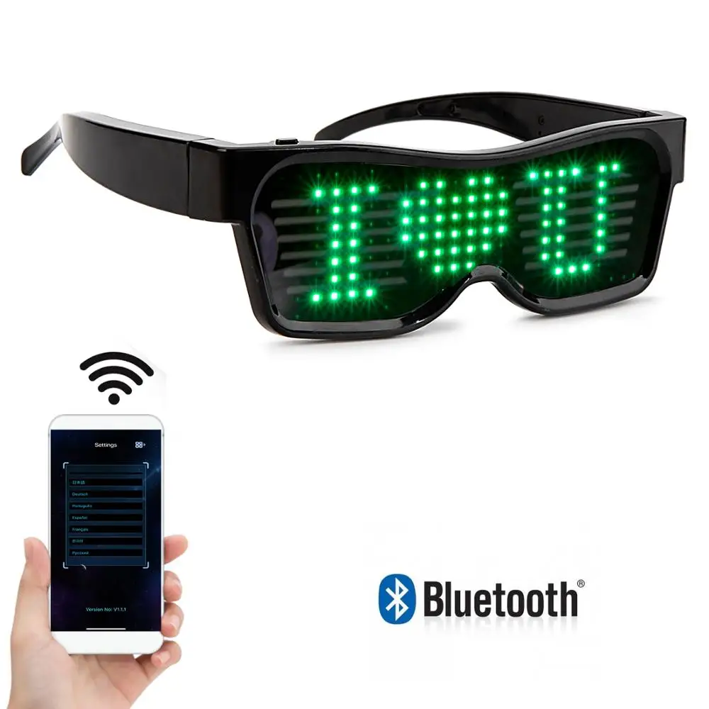 Leadleds Luminous Glasses Flashing Luminous Eyewear Bluetooth Led Party Glasses for Festival Bar Performance Happy Birthday Gift