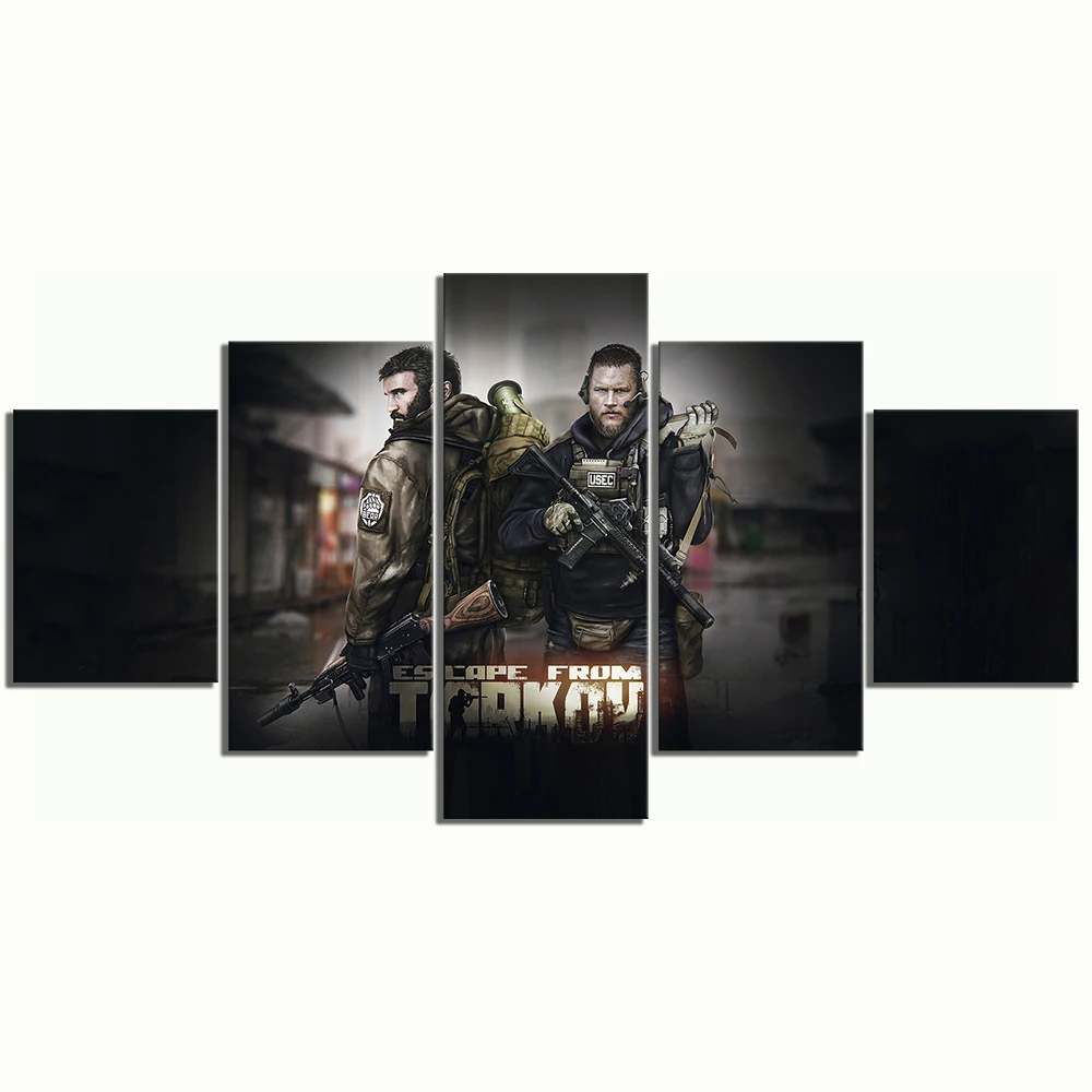 No Framed 5 Panel Escape From Tarkov Game Cuadros HD Wall Art Canvas Posters Pictures Paintings Home Decor for Living Room