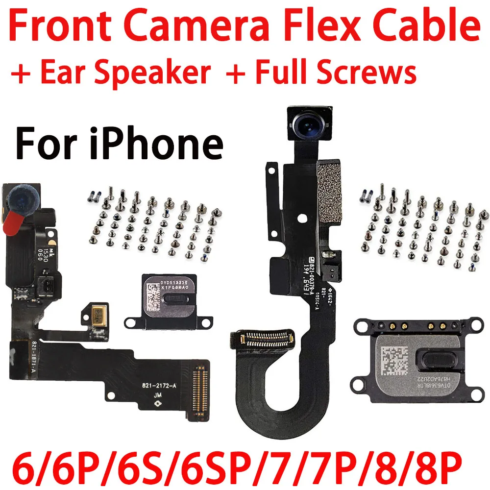 Elastyczny kabel kamery przedniej + głośnik + pełny zestaw śrub zamiennych do iPhone'a 6 6Plus 6s 6sPlus 7 7Plus 8G 8 Plus