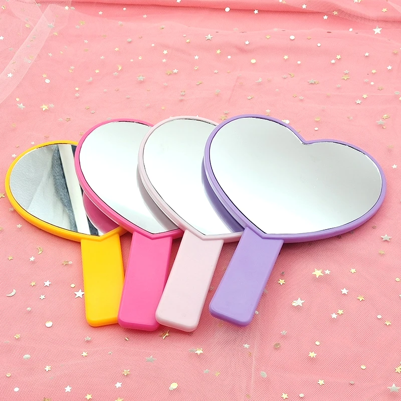 Custom Web Celebrity Cosmetic Handle Mirror Decorative Mirror Girl Heart Student Dormitory Mirror Portable Home Small Mirror