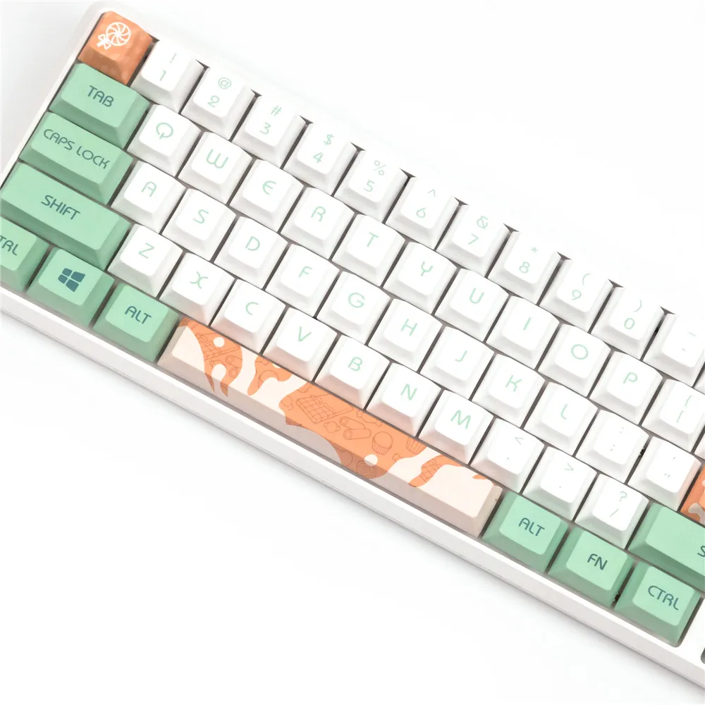 Teclas originales Mint Toffee, teclas de teclado mecánico PBT, tapa de tecla, tinte de perfil de cereza, sublimación personalizada