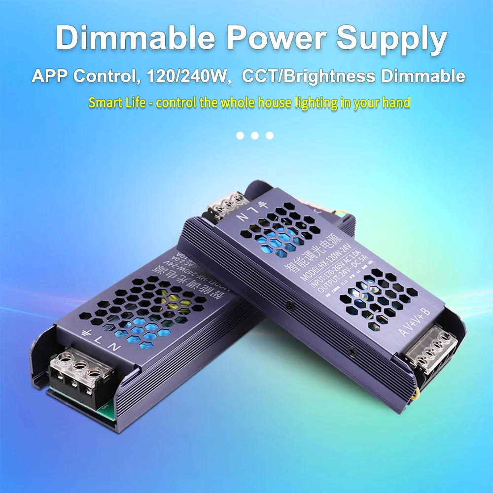 Dimmable LED Power Supply 24V 200W 300W Bluetooth APP Control Transformer LED Dimmer Driver for CCT LED Strip Lights