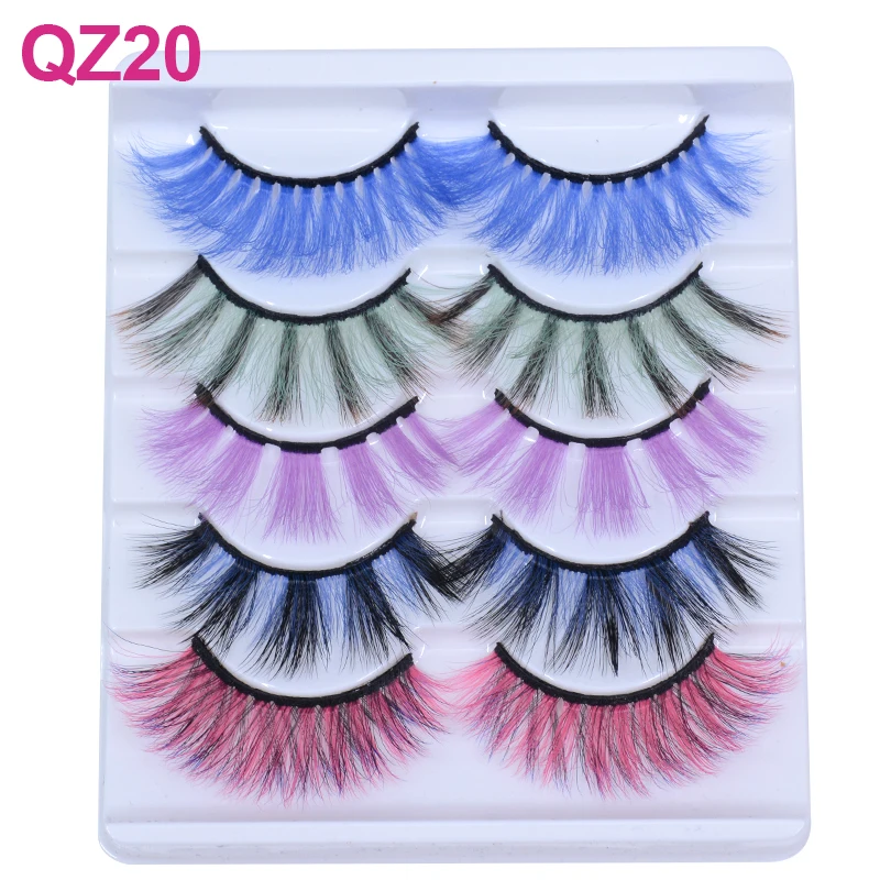 OKAYLASH 5 Pairs Bundle Sale Colored 3D Mink Eyelashes Red Pink Blue Mix Colors Lash Set  Wholesale Rainbow Cilias in Bulk