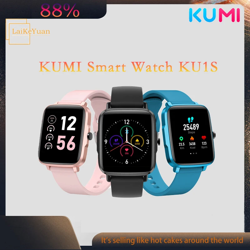 

Kumi Ku1s Smart Watch Waterproof Ip68 Full Touch Fitness Tracker Blood Pressure Heart Rate Monitor Bt5.0 For Android Ios