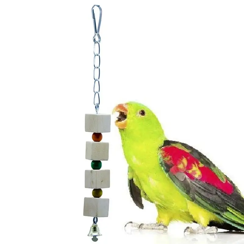 Dorakitten 1pc Parrot Wooden Block Bite Resistant Hanging Bird Wood Chew Toy Parrot Block Toys Pet Supplies Random Color