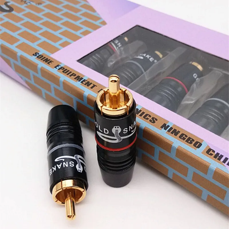 لحام ثعبان النحاس مطلية بالذهب RCA موصل RCA ذكر محول القابس للصوت AV فيديو سلك موصل التوصيل ثقب قطر 8.8 مللي متر