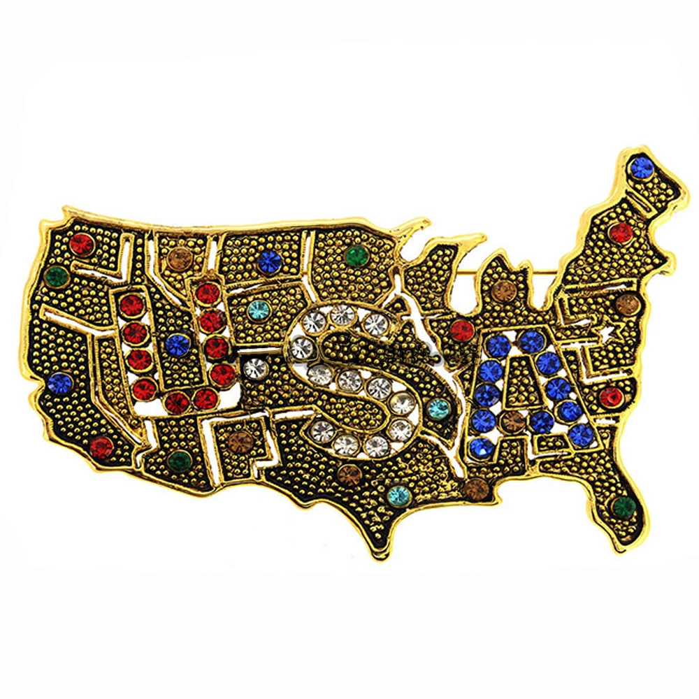 50pcs 60mm High Qualtiy Vintage Style USA American Map Pin Brooch