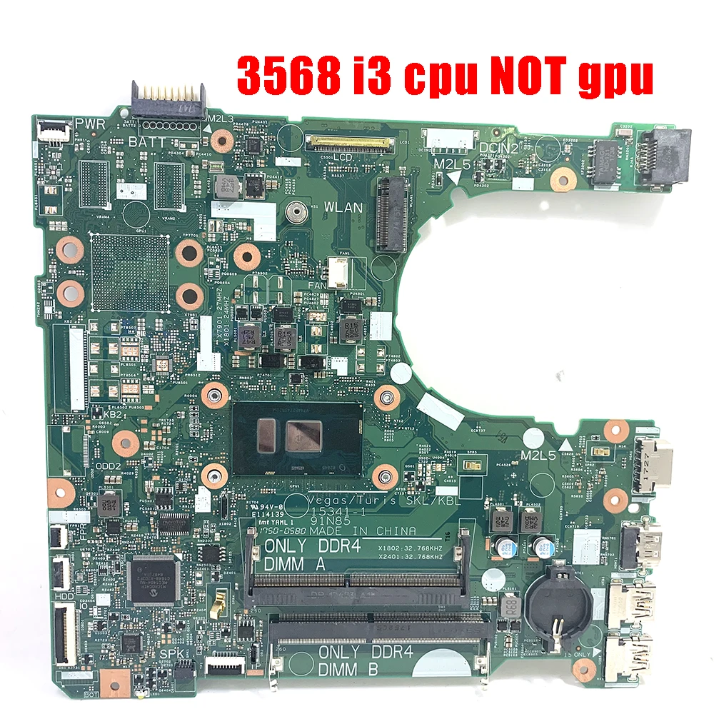 

For DELL 3568 Motherboard I3-6006U 0HWGWK SR2UW with VGA Not GPU 100% Test Good Working Box Packing