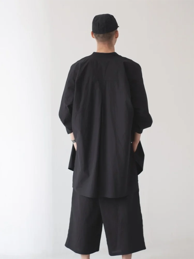 Men's New Men's Fashion Personality Super Loose Large Size Medium Length Stage Style Performance Dress Half Sleeve Shirt