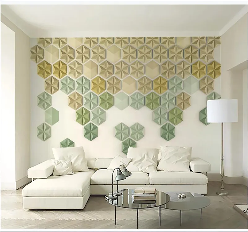 XUE SU Large custom home decoration wallpaper mural 3d three-dimensional hexagonal Nordic modern mosaic TV background wall