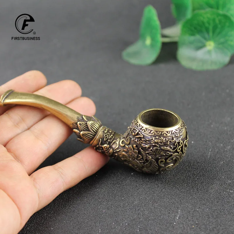 Classic Pure Copper Fish Flowers Pipe Chimney Long Smoking Pipes Tobacco Pipe Cigar Gifts Narguile Gift Grinder Smoke Mouthpiece