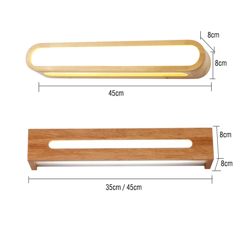 Imagem -06 - Quarto Nórdico Criativo Luz de Parede de Madeira 10w Ac110240v Foyer Estudo Fundo Banheiro Espelho de Luz Led