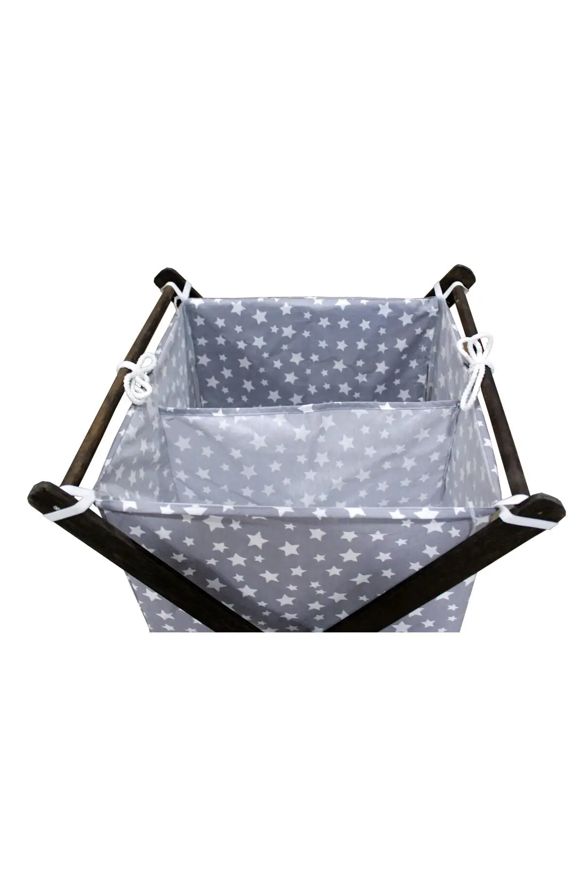 Cesto de roupa de madeira com 2 compartimentos, cesto sujo