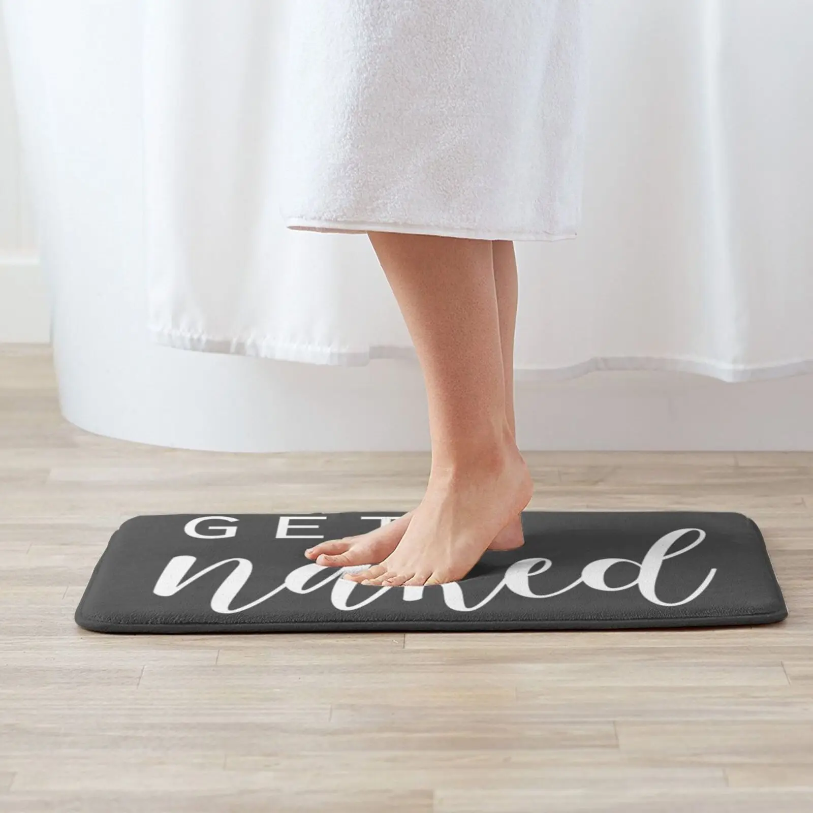 Get Bathroom Fun-Get Grey And White Entrance Door Mat Bath Mat Rug Get Take A Shower Get Take A Bath Take Off Take Off All Your