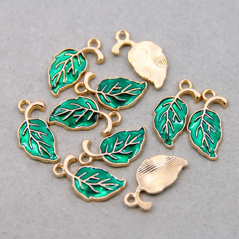 50 قطعة 10*20 مللي متر سبائك الزنك الجولة المينا CharmsGreen ليف صغيرة حلوة القلب Charms بها بنفسك القلائد أساور مجوهرات اكسسوارات