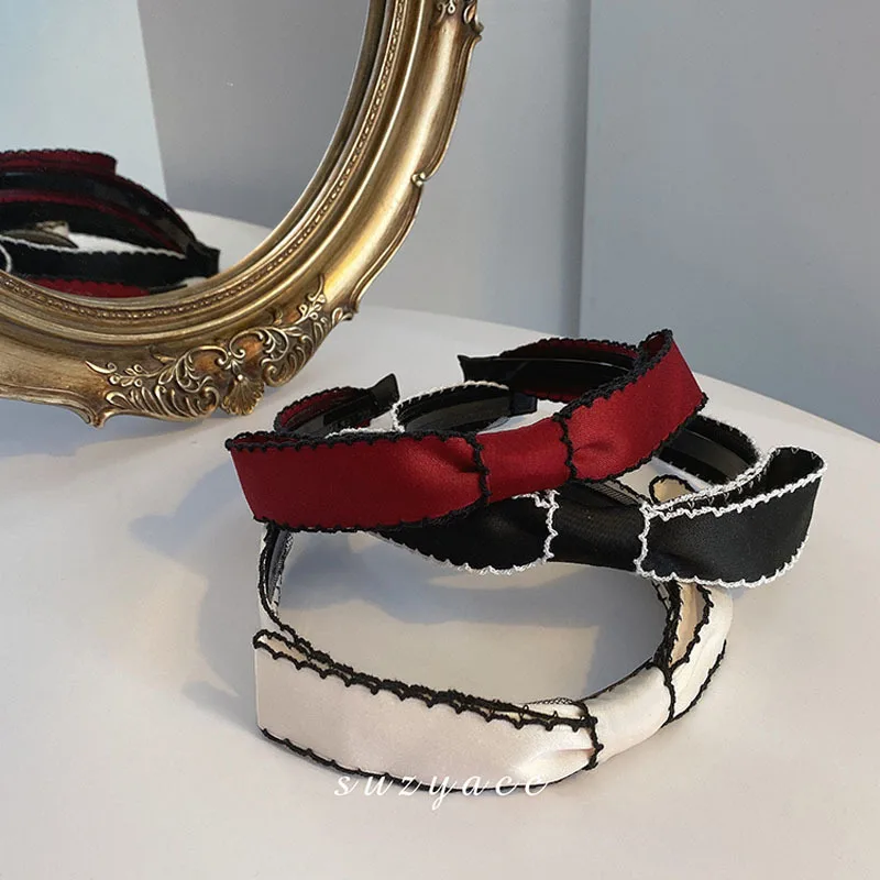 Diadema con lazo para mujer, accesorios para el cabello, versión coreana, salvaje, retro, francés, Rojo