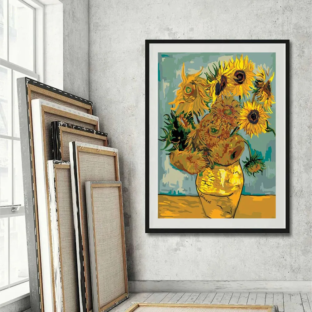 Van Gogh Famous art Diamond Painting Flowers Cross Stitch Kits Iris Sunflower Scenery Full Drill Embroidery Mosaic Home Decor