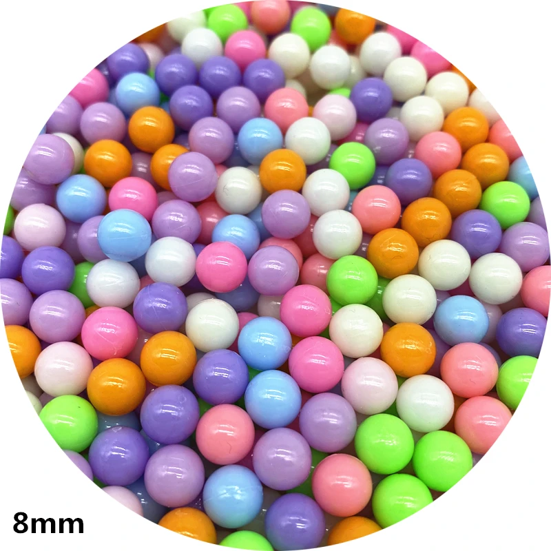 3 4 5 6 8 mm Candy Color NO Hole Beads Acrylic  for Jewelry Making Handmade Kids Toys DIY