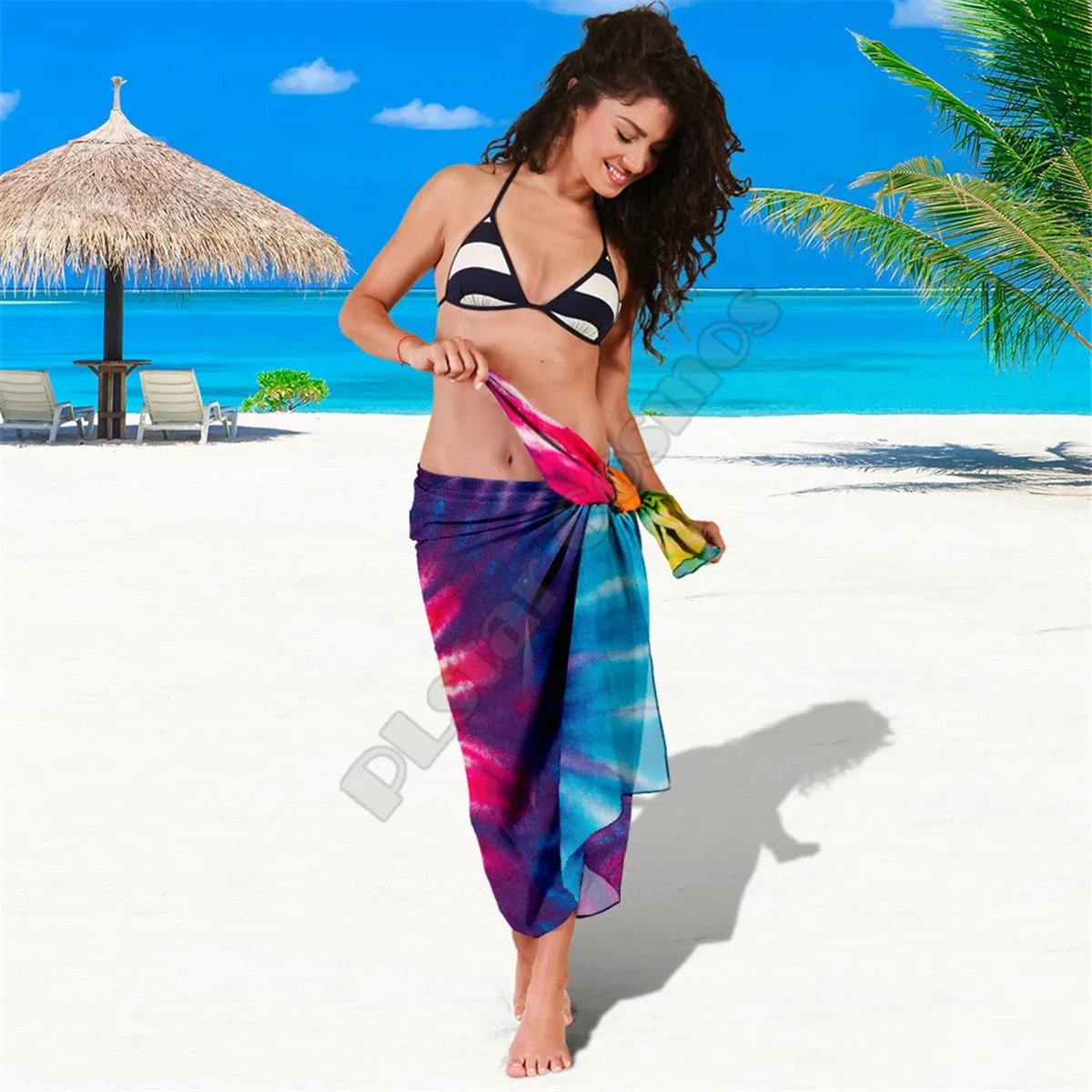 Colorful Tie Dye Spiral Sarong 3D printed Towel Summer Seaside resort Casual Bohemian style Beach Towel 02