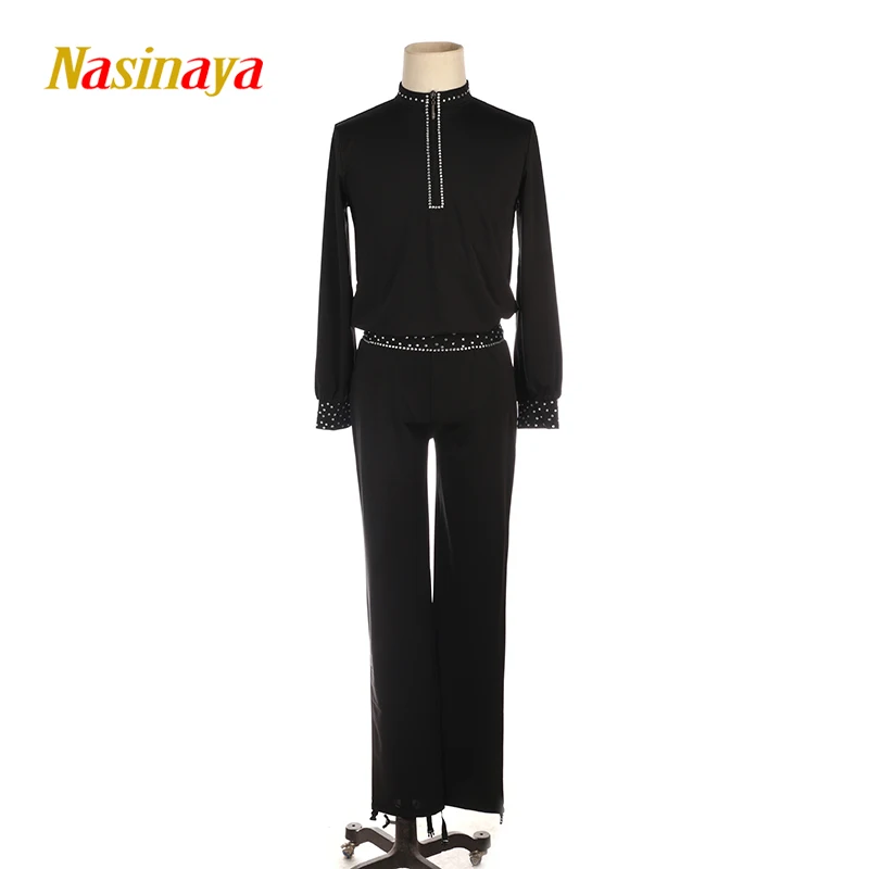 Nasinaya Boys' Performance Clothing Set Top And Pants Leotard Children's Black Figure Skating Competition Training Clothing