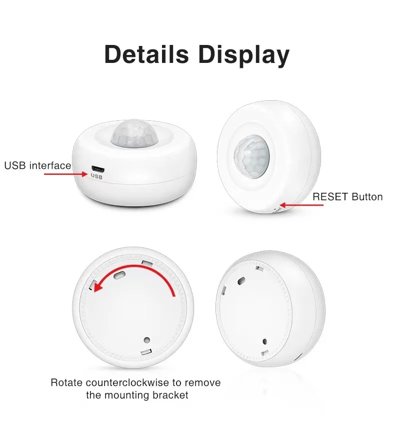 Saikit Tuya PIR Motion Infrared 360degree Sensor Detector Smart Wireles 3V Power Mobile APP Remote Monitoring for Home Security