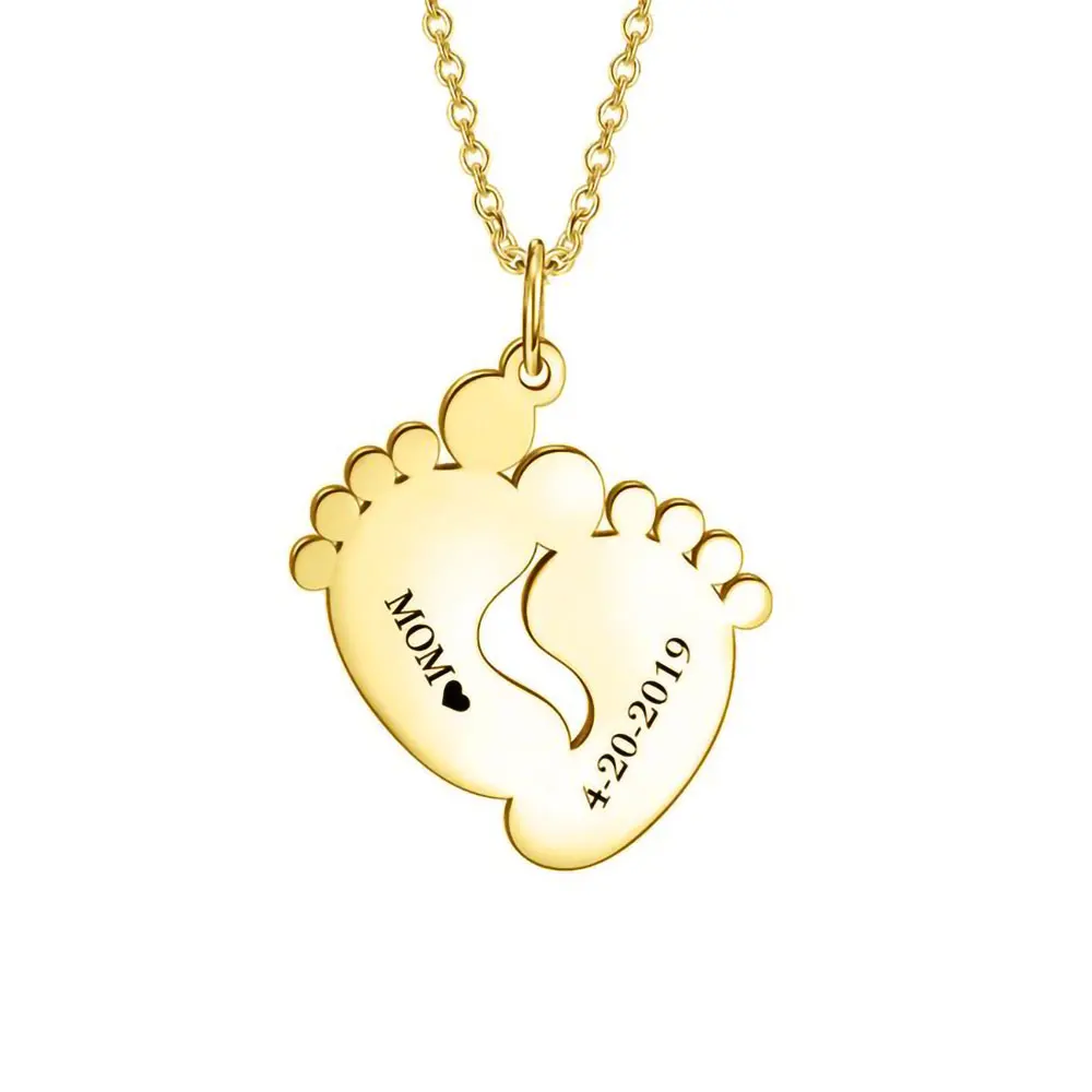 

Custom Personalized Name Necklace Women Love Footprint Engraved Words Couple Pendant for Heart Necklaces Stainless Steel Jewelry