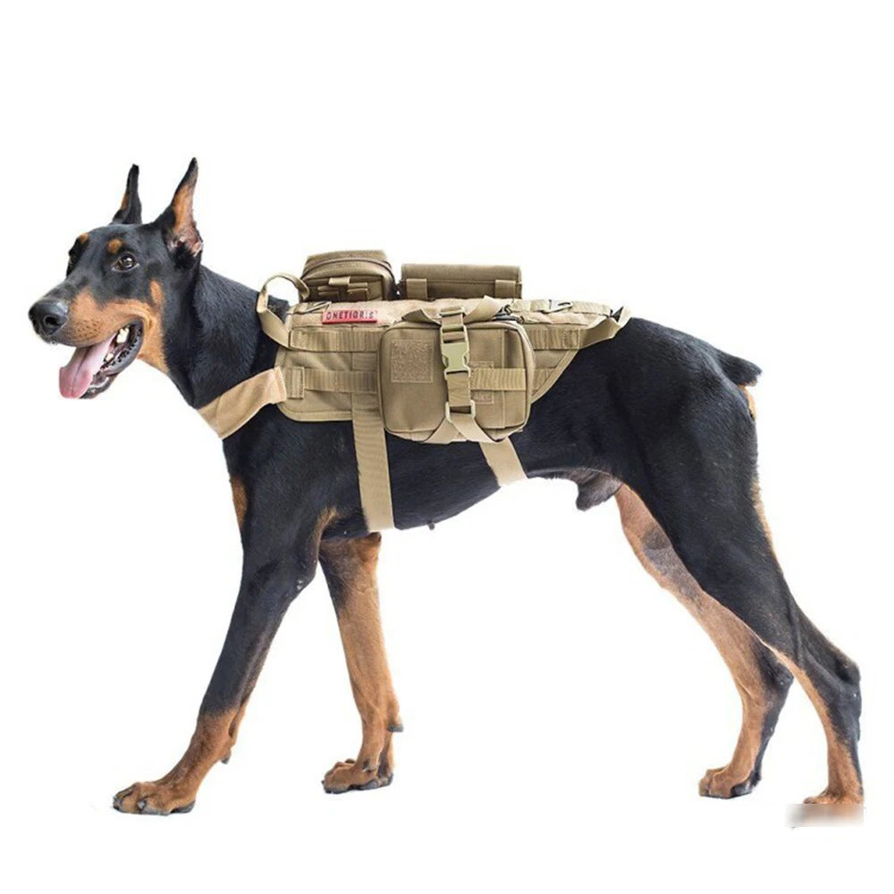 Travel Canvas Dog Carrying Backpack Bag Camouflage Tactical Harness Chest Vest for Medium Large Dogs Pets Outdoor Hiking Camping