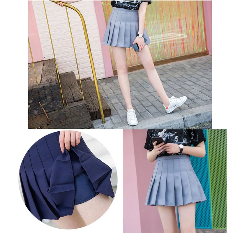 Girl Pleated Tennis Skirt High Waist Short Dress With Underpants Slim School Uniform Women Teen Cheerleader Badminton Skirts