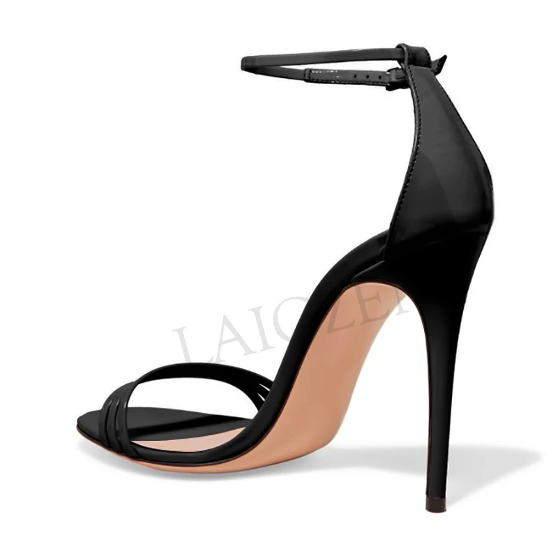 LAIGZEM SEXY Women Sandals Ankle Strap Stiletto Heels Summer Party Summer Basic Sandalia Shoes Ladies Woman Large Size 47 50 52