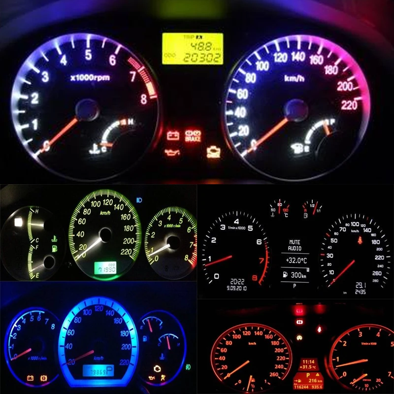 10PCS DC 6V 12V BA9S/E10 1 LED Bulbs T4W T11 Car Instrument Cluster Lights 1895 Gauge Dashboard Map Lamp Interior Light Bulbs