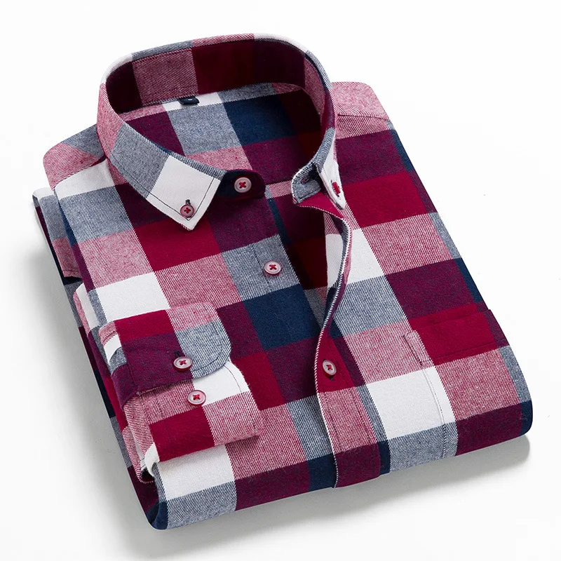 Men Printed Plaid Casual Long Sleeve Luxury Shirt High Quality Comfortable Soft Flannel Spring Autumn Fashion Brand Shirts