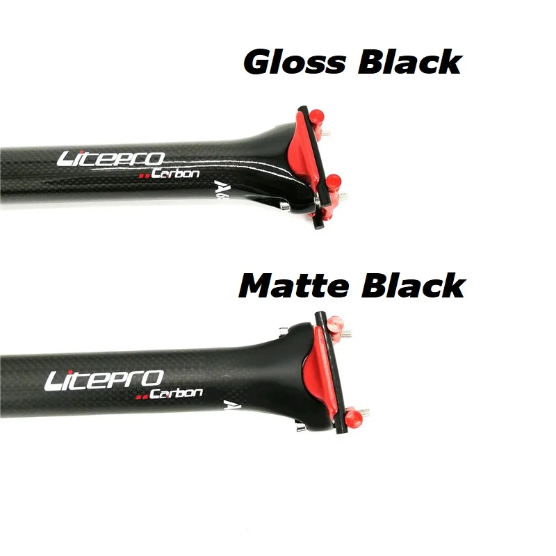 Litepro-A65 Carbon Fiber Seat Post, dobrável Bike Rod, brilho ou preto fosco, bicicleta parte, 33.9mm, 580mm