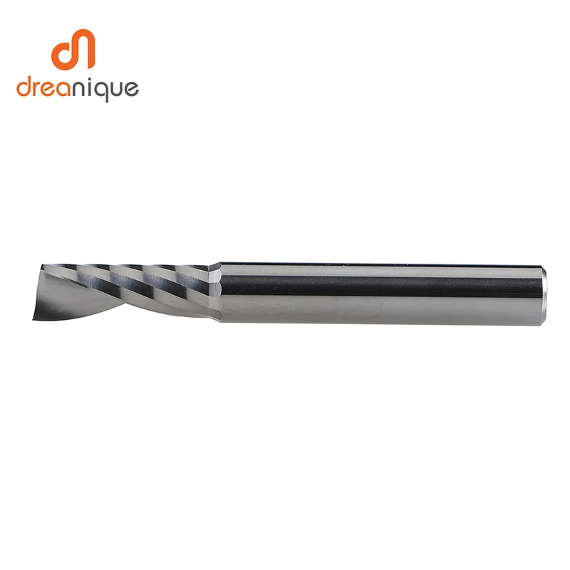 Dreanique 1pc Single Flute Spiral End Mill 1/8 1/4Inch Shank CNC Carbide Aluminum Inch Size Cutter for woodworking Acrylic ACM