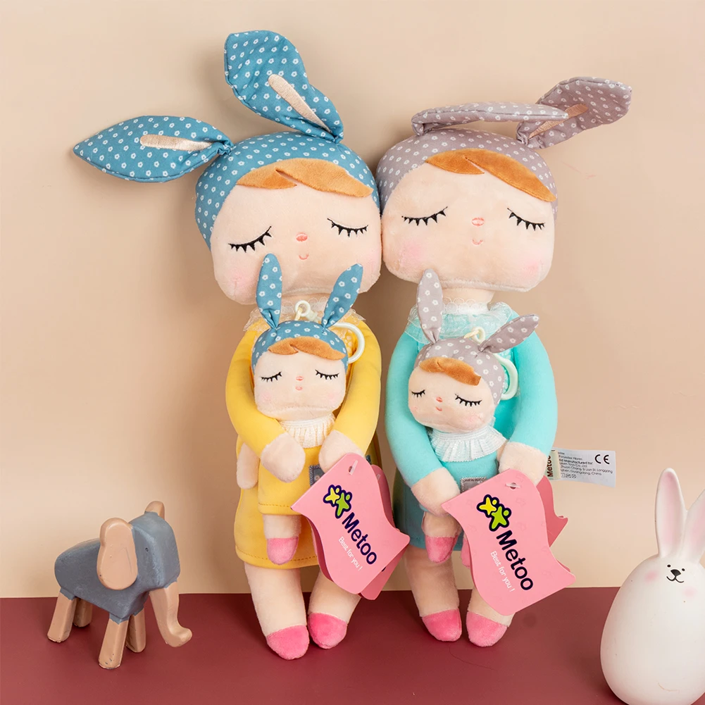 2Pcs Metoo Original Angela Doll Cute Rabbit Cartoon Plush Toys For Girls Baby Beautiful Parent-child Angela Stuffed Toy For Kids