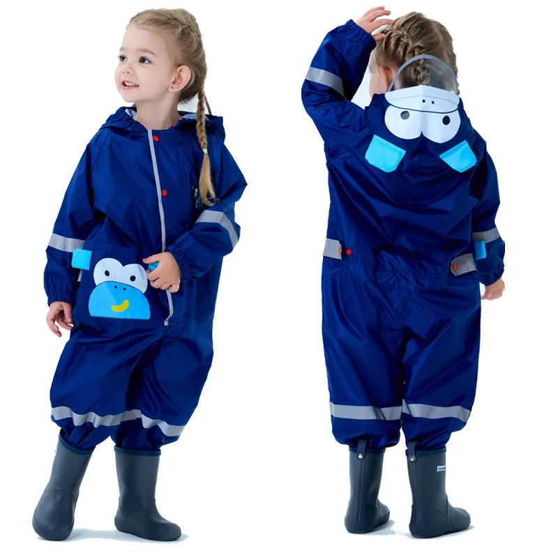 Kids Raincoat Cartoon Design Toddler Clothing Boys Hooded Jumpsuit For Infant Girls 1-10 Years Rainwear Children Rain Pants