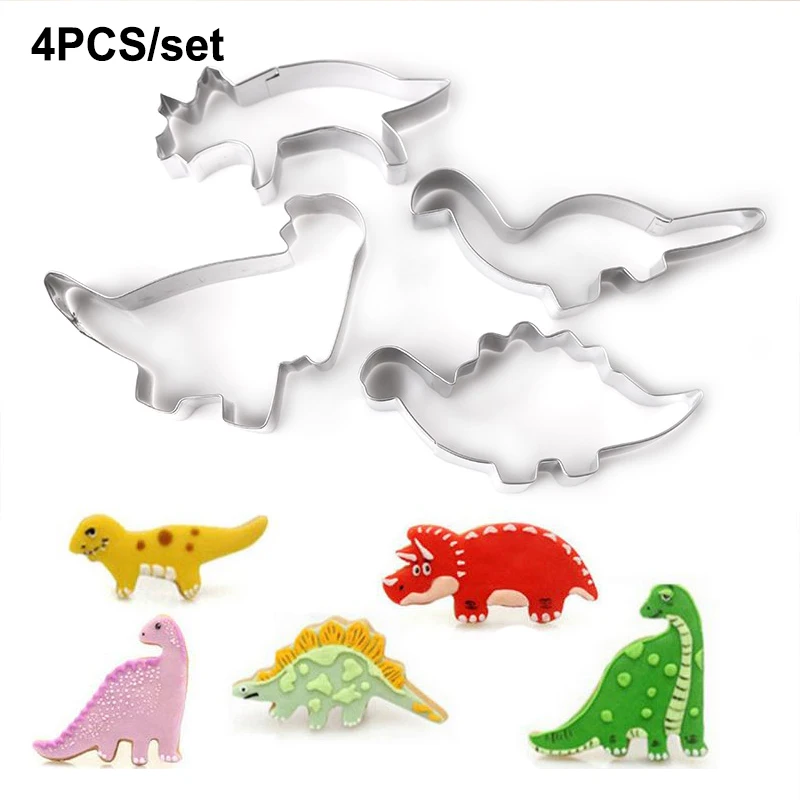 

4PCS/Set DIY Dinosaur Cake Mold Cookies Fondant Chocolate Candy Pastry Baking Mould Cake Decorating Tools Birthday Party Decor