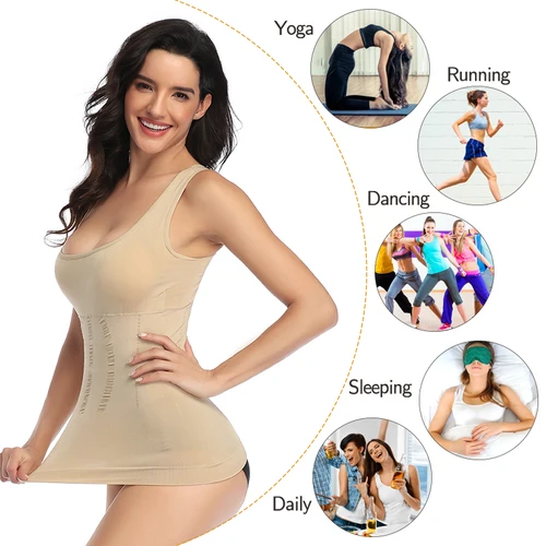 Imagen 2 del producto Camisetas sin mangas para mujer, ropa interior moldeadora de cuerpo, chaleco adelgazante, corsé