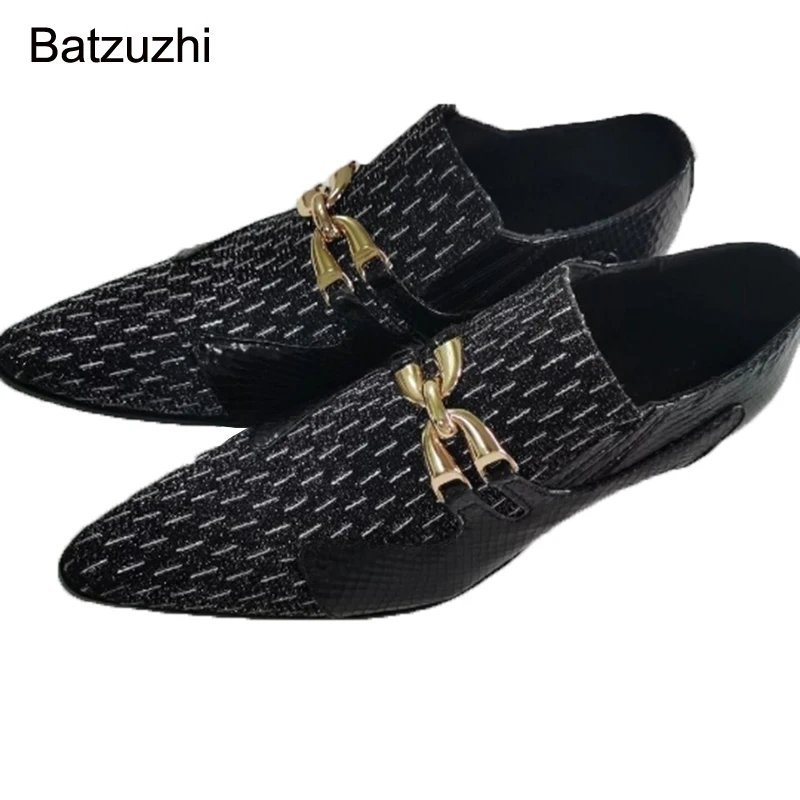 

Batzuzhi Black Genuine Leather Dress Shoes Men Luxury Handmade Men's Shoes Pointed Toe Slip on Business, Party and Wedding Shoes