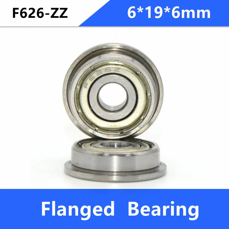 

200pcs/lot Flanged bearing F626ZZ F626Z F626-ZZ Z 6x19x6mm shielded flange deep groove ball bearings F626-2Z 6*19*6mm