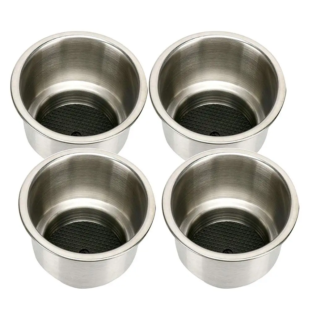 4X Marine Boat Stainless Steel Recessed Cup Shape Drink Holder with Drain Cup Holder