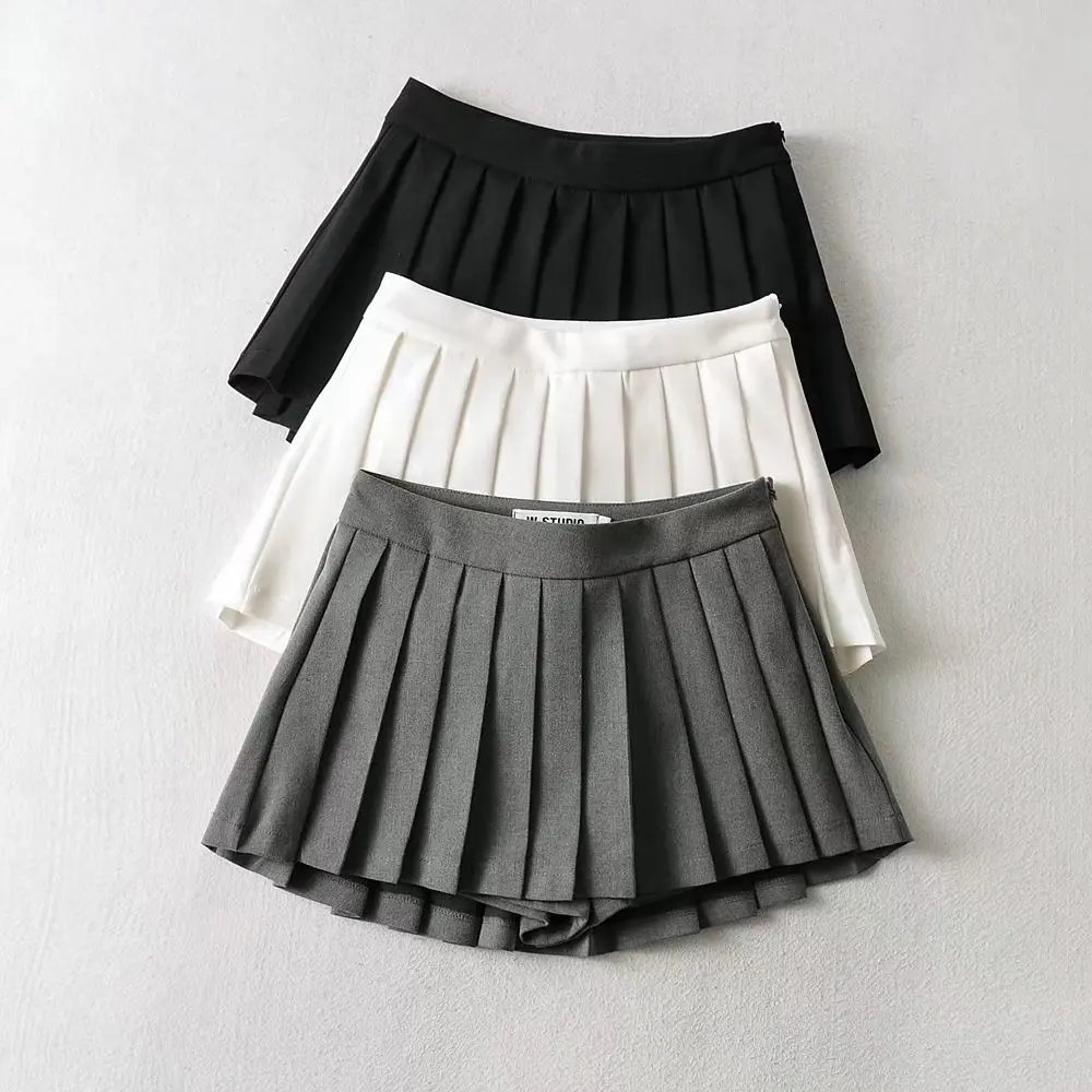 Summer Pleated Skirt High Waisted Women Sexy Mini Skirts Vintage Black Skirt Korean Tennis Skirts White Short Skirt Casual