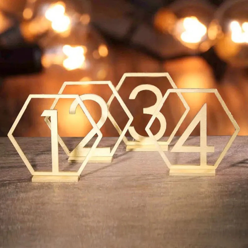 

10 pcs Wedding Table Number Wood Table Signs Hexagon Table Numbers Wedding Table Number Geometric Table Number Table Decor 1-10