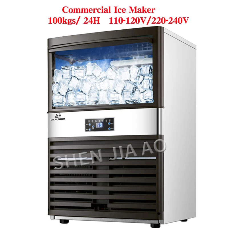 

100kg/24H Ice Makers 110V/220V Ice Making Machine Milk Tea Room Small Bar Coffee Shop Fully Automatic Large Ice Cube Machine