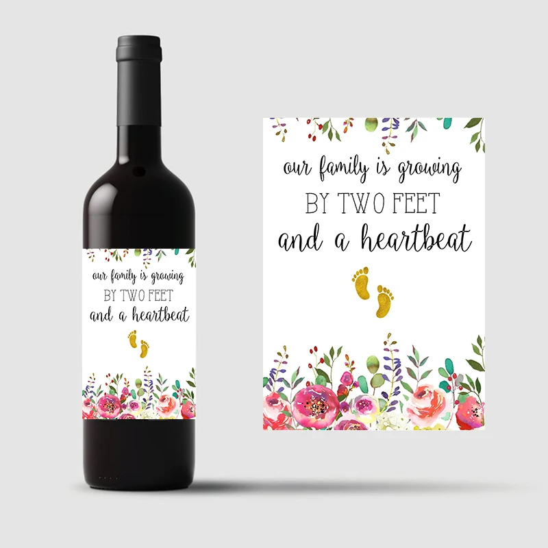 20pcs Custom Personalized Wine Label Stickers Name Date Baby Shower Favors Pregnancy Baby Announcement Stickers