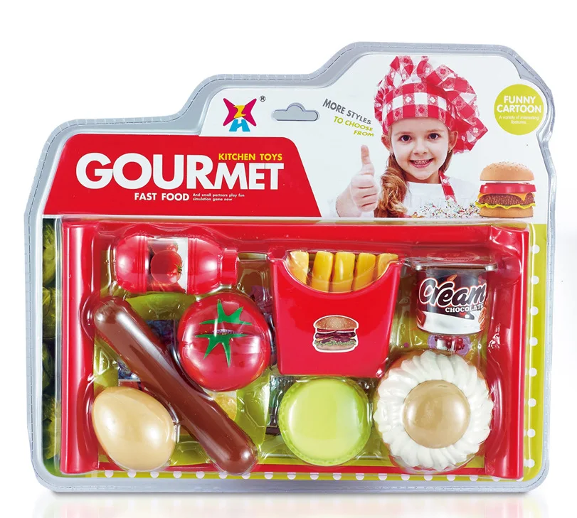 Kinder Küche Pretend Spielen Set spielzeug Kochen Lebensmittel Action figure Hamburger Kunststoff Montage Rindfleisch Gemüse Spielzeug Bildung Lernen