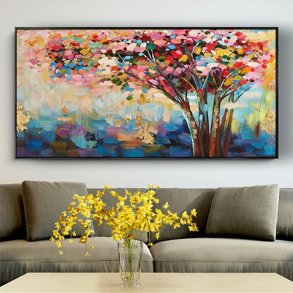 

Handmade Texture Huge Abstract Tree Oil Painting Rich Color Modern Canvas Art Decorative Dreamlike Landscape Paintings For Wall