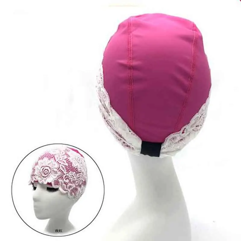 Fashion Elastic Swimming Cap Women Lace Flower Swimming Hat PU Waterproof Bathing Surfing Cap for Long Short Hair