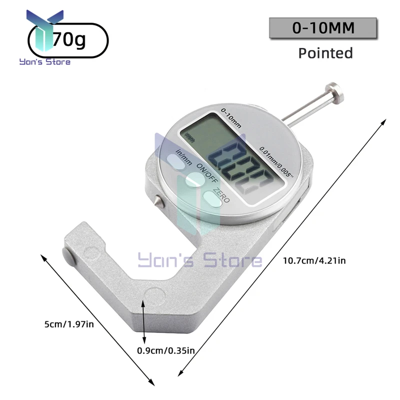 LCD Digital Display Percentage Thickness Gauge Density Tester Micrometer Metric Imperial Wall Thickness Measurement Tools