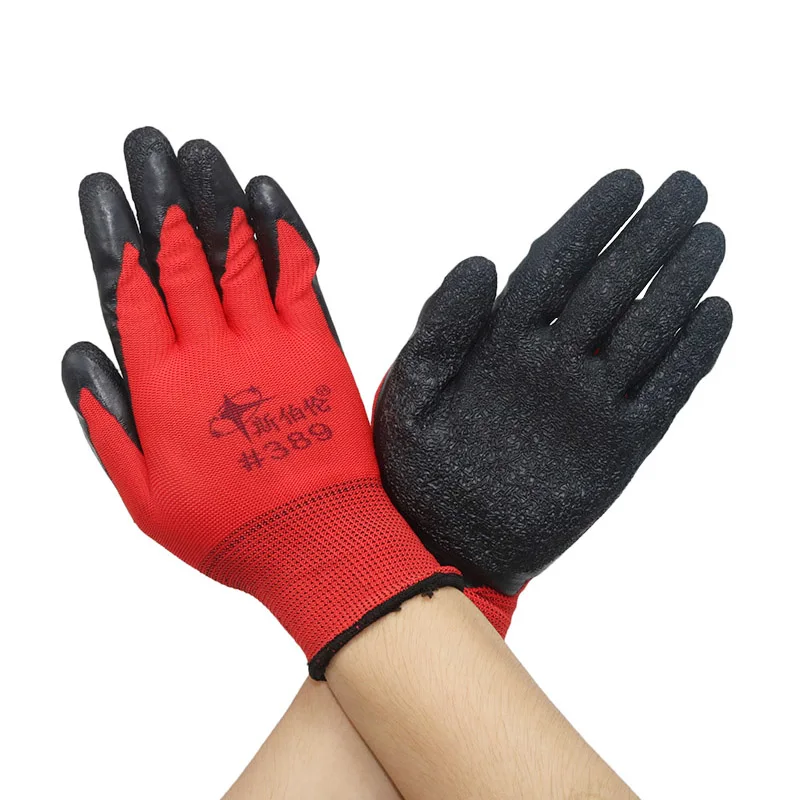 1 Pair Of Dipped Rubber Gloves Car Auto Mechanic Repair Gloves Waterproof And Oil Resistant Wear Wrinkles Universal Gloves