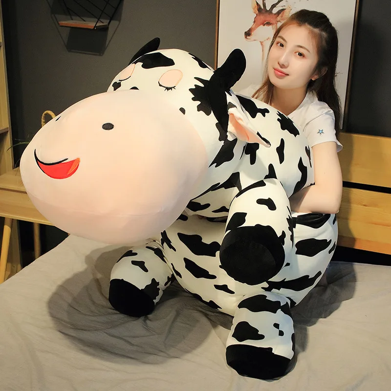 80-120cm Giant Size Lying Cow Soft Plush Sleep Pillow Stuffed Cute Animal Cattle Plush Toys Lovely Girls Gift